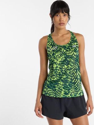 New Balance Womens London Edition RC Essential Printed Tank in Green Poly Knit, size X-Large