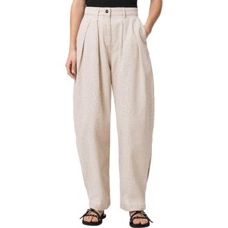 AllSaints Becca Camo Pleated Cotton Trousers in Leppo Cream White at Nordstrom, Size 10 Us