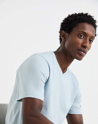 Jacamo Pure Cotton V-Neck T-shirt Long - Blue