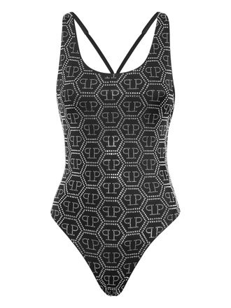 Philipp Plein Hexagon swimsuit - women - Fabric/Crystal - S - Black