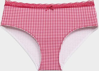 Miiyu Womens Satiny detail lace waistband classic brief Organic cotton