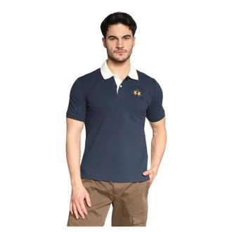 La Martina Heren, Tops, Blauw, Maat: XL Piqu&eacute;