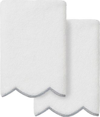 Linum Home Textiles 100% Turkish Cotton Adornia Scallop 2Pc Fingertip Towel Set