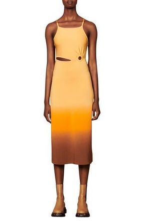 Sandro Aja Cutout Ombr&eacute; Midi Dress in Beige /Orange /Marron at Nordstrom Rack, Size 10 Us / 42 Fr