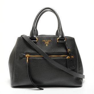 Prada Black Leather Handbag Tote Bag (Pre-Owned)