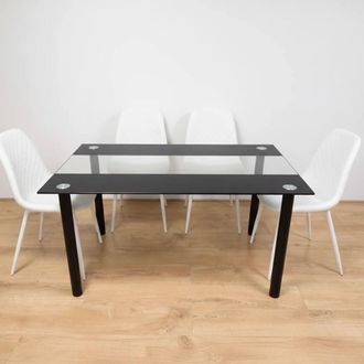 Kosy Koala Black Clear Glass 4 Gem Pattern Faux Leather padded white Chairs