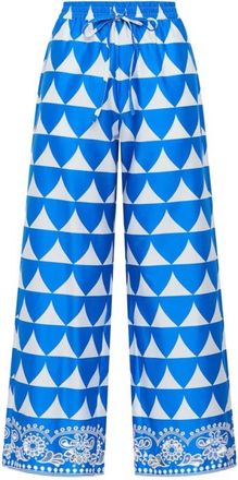 Maliparmi Broek - Dames - Wijde Broeken - Blauw - M - Leer - Broeken