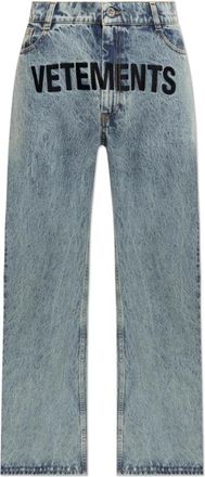 VETEMENTS Jeans met geborduurd logo - Heren - Regular Fit Jeans - Blauw - W34 - Katoen - Jeans