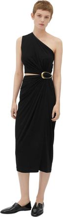 Bottega Veneta Asymmetrische Cr&ecirc;pe Effect Jurk - Dames - Casual kleedjes - Zwart - 2XS - Kleedjes