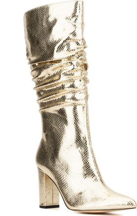 New York & Company Earla Ruched Shaft Boot in Gold at Nordstrom Rack, Size 10