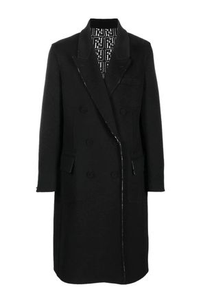 Fendi WOVEN WOOL COAT Size: 48, colour: BLACK