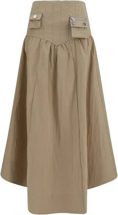 Ganni Gonna midi con dettaglio corsetto e arricciature - - Skirts - Donna - Beige - S