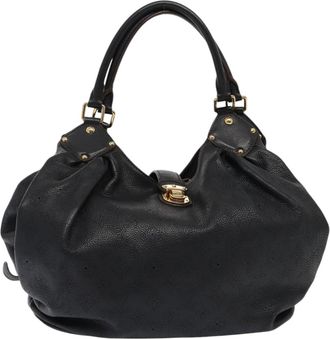 Louis Vuitton L Hobo Mahina Leather Black Leather Handbag (Pre-Owned)