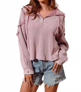 So Me Lizzie Quarter Zip Sweater In Mauve