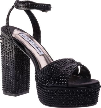Lady Couture Rhinestone Platform Ankle Strap Sandal in Black at Nordstrom Rack, Size 5