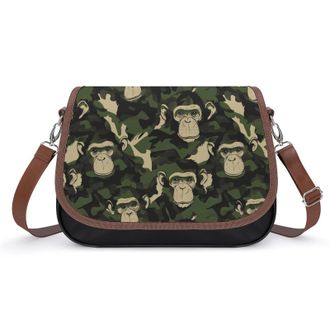 Generic Camouflage Monkey Pattern Womens Crossbody Bag Fashion Shoulder Handbags Message Tote Bag with Adjustable Strap