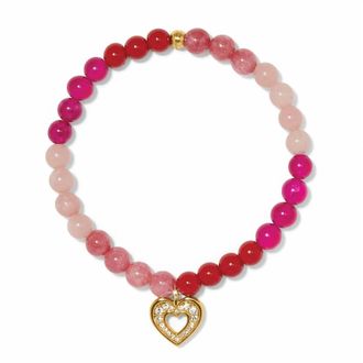 Brighton Womens Enchanting Heart Stretch Bracelet In Pink / Gold