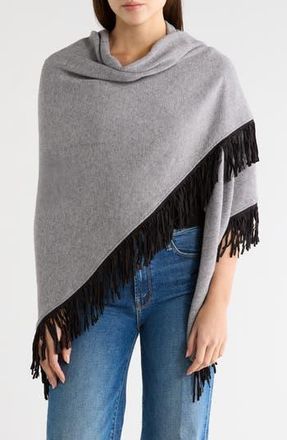 La Fiorentina Fringe Wrap Ruana in Grey at Nordstrom Rack