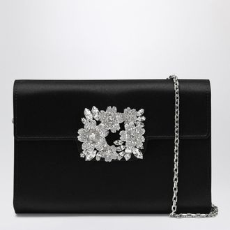 Roger Vivier Efflorescence Mini Clutch Black In Satin