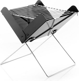 OEM Mini Barbacoa De Carb&oacute;n Plegable Port&aacute;til, Ligera Y Pr&aacute;ctica, Ideal Para Acampar Y Para Comer Al Aire Libre, Color Negro Y Acero Inoxidable