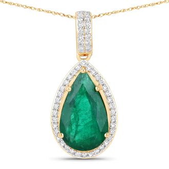 Diana M. Jewels Zambian Emerald Pears 14x8.50mm ( Height: 4.70mm ) - 1Pc + White Diamond F/C Round 1mm ( True - Clarity SI-2 / Color H ) - 50Pcs ( White Pen Rhodium )