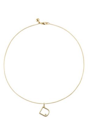 Monica Vinader Diamond Initial Pendant Necklace in 18K Gold Vermeil D at Nordstrom