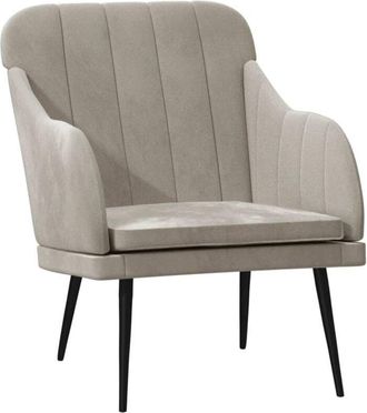 vidaXL Sill&oacute;n De Terciopelo Gris Claro 63x76x80 Cm Vidaxl