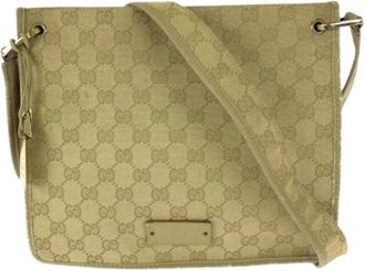 Gucci Pre-owned GG Canvas Leren Schoudertas - Dames - Vintage Schoudertas - Beige - ONE Size - Leer - Vintage