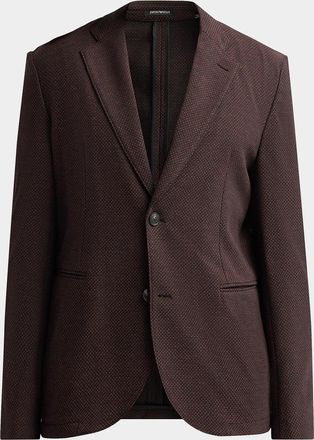 Emporio Armani Square Textured Wool-Blend Soft Jacket