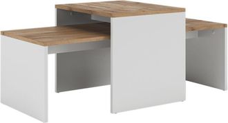Vicco Conjunto De Mesa De Centro Donat, Roble Blanco/dorado, 100 X 48 Cm, 2 Partes