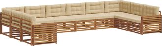 vidaXL Juegos De Sof&aacute;s 7 Uds. Natural Y Beige Madera De Acacia S&oacute;lida Vidaxl