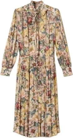 Twinset Jurk met bloemenprint en strikdetail - Dames - Shirt Kleedjes - Veelkleurig - S - Kleedjes