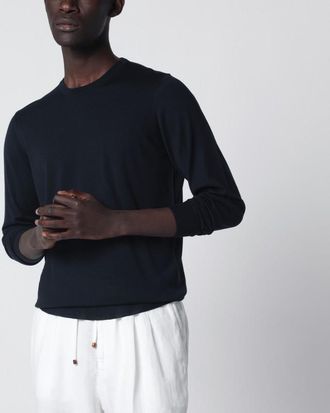 Drumohr Navy blue wool crew-neck sweater