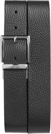 Vince Pebble Leather Belt in Black/Palladium at Nordstrom, Size 30