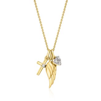 Ross-Simons Diamond Faith-Inspired Charm Necklace in 18kt Gold Over Sterling