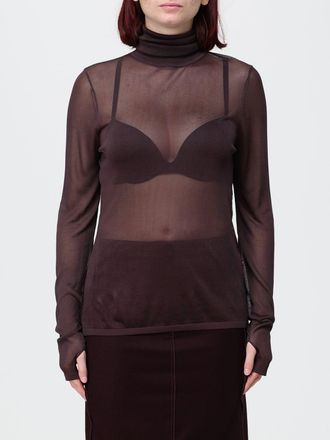 Zimmermann Top a dolcevita slim fit in rayon trasparente a maniche lunghe