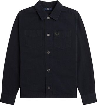 Fred Perry Mens Plain Black Twill Over Shirt Jacket Cotton - Size X-Small
