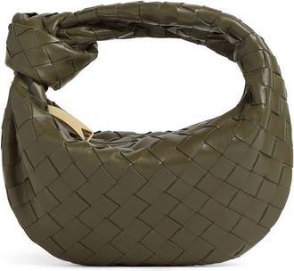 Bottega Veneta Mini Jodie Intrecciato Leather Top Handle Bag in 3228 Cypress-Gold at Nordstrom