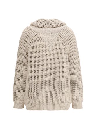 Brunello Cucinelli Womens Cotton Feather Cardigan Avena Cotton; Nylon Sweater