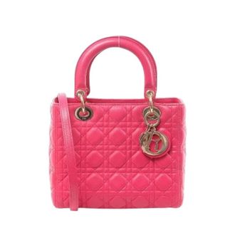 Dior Pre-owned Lady Dior Medium - Dames - Pre-owned - Roze - Maat: ONE Size Leer
