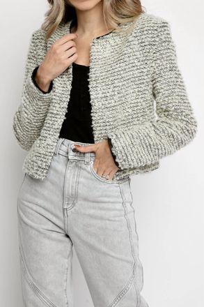 Iro Ledisi Crop Long Sleeve Jacket In Black And White