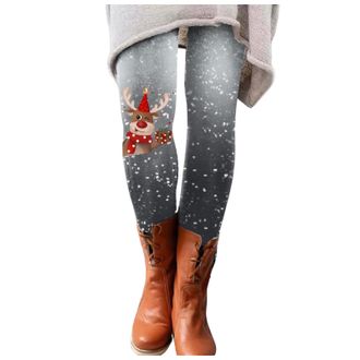 Generic Christmas Womens Leggings Printed Patterns Pilates Tights Skinny Pants Leggings Patterned Casual Printed Long Winter Pants Christmas Santa Party Snowm