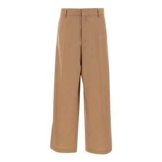 Laneus Tailored Wide-leg Broeken - Heren - Broeken - Bruin - Maat: XS Wol