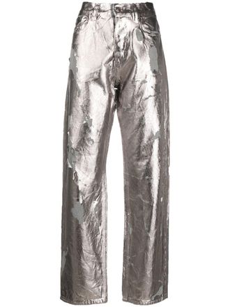 Diesel metallic-effect distressed jeans - women - Cotton/Polypropylene - 24/32 - Grey
