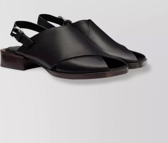 Christophe Lemaire square toe block heel sandals with crossover strap