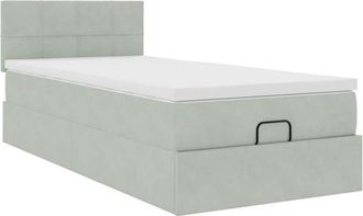 vidaXL Vidaxl - Estructura Cama Otomana Colch&oacute;n Terciopelo Gris Claro 80x200cm