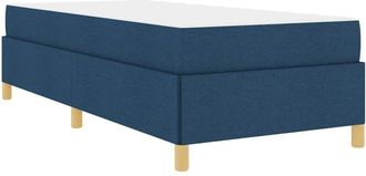 vidaXL Cama Tipo Box Spring Con Colch&oacute;n Azul Y Blanco 90 X 200 Cm Tela Vidaxl