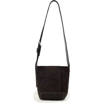 AllSaints Mini Alba Suede Crossbody Hobo Bag in Bitter Brown at Nordstrom