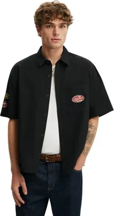 Cotton On Mens Darcy Short Sleeve Shirt in Washed Black at Nordstrom, Size X-Small