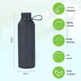 OEM Borraccia - Thermos In Acciaio - Borraccia In Acciaio Inox - Borracce Per Adulti - Doppia Parete - 500 Ml - Blu Navy